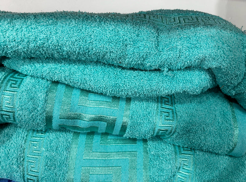 Set of 3 Luxury Egyptian Cotton Bath Sheets with Greek Key Design - Choice of colours