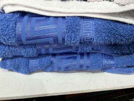 Set of 3 Luxury Egyptian Cotton Bath Sheets with Greek Key Design - Choice of colours