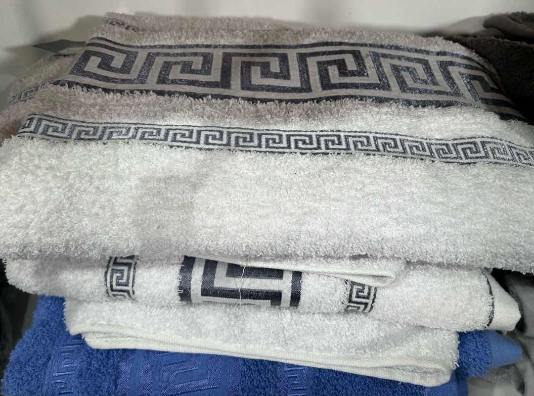 Set of 3 Luxury Egyptian Cotton Bath Sheets with Greek Key Design - Choice of colours