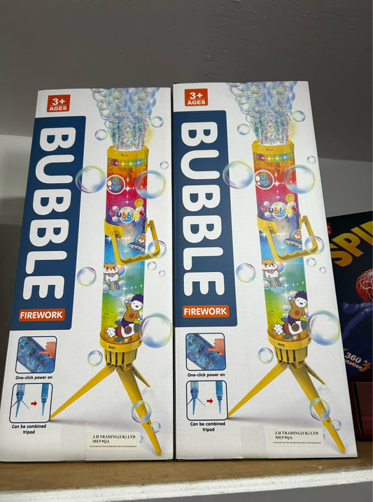 Firework Bubble Machine with Lights & Sounds & Rechargeable Battery