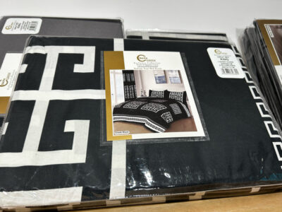 Greek Print Duvet Set - KING BLACK
